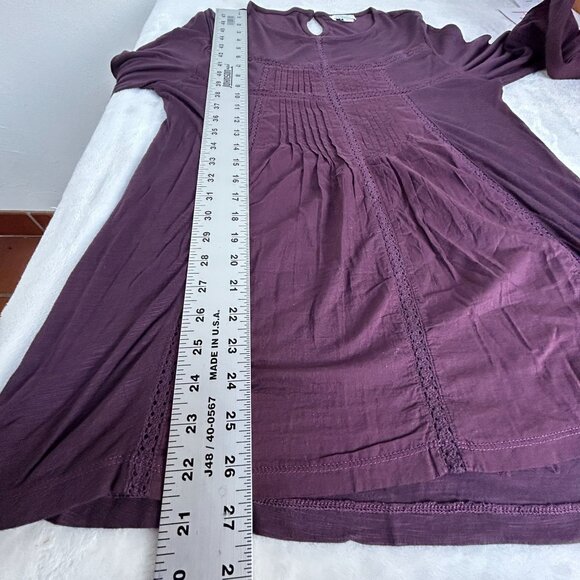 Sundance Pintuck Boho Tunic Medium Long Sleeves Keyhole Lightweight Plum Purple - Picture 6 of 6